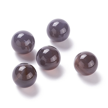 Natural Grey Agate Beads, No Hole/Undrilled, for Wire Wrapped Pendant Making, Round, 20mm
