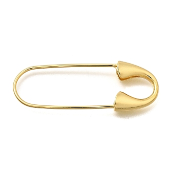 Brass Safety Pins, Cadmium Free & Lead Free, Long-Lasting Plated, Rack Plating, Real 18K Gold Plated, 45x16.5x5mm