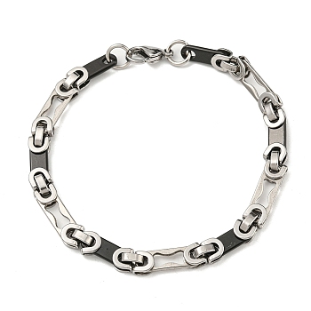 Two Tone 304 Stainless Steel Oval Link Chain Bracelet, Black, 8-7/8 inch(22.6cm), Wide: 6mm