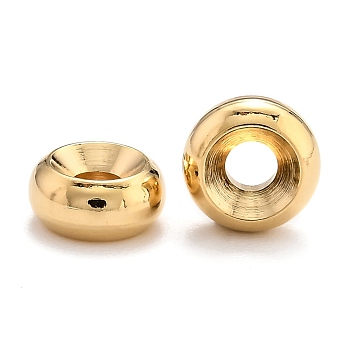 Brass Spacer Beads, Long-Lasting Plated, Flat Round, Real 24K Gold Plated, 7x3mm, Hole: 2mm