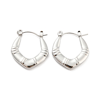 Chunky Rhombus 304 Stainless Steel Hoop Earrings for Women, Stainless Steel Color, 23x21x3mm