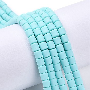 Handmade Polymer Clay Bead Strands, Column, Pale Turquoise, 6.5x6mm, Hole: 1.2mm, about 61pcs/strand, 15.75 inch(40cm)