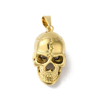 PVD Vacuum Plating 304 Stainless Steel Pendants, Golden, Skull Charm, 34.5x19x20.5mm, Hole: 7.5x5mm