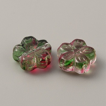 Transparent Glass Beads, Flower, Dark Olive Green, 13.5x14x6mm, Hole: 1.2mm