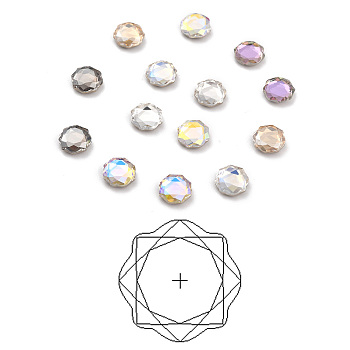K9 Faceted Glass Rhinestone Cabochons, Flat Back & Back Plated, Flat Round, Mixed Color, 10x10x3.5mm