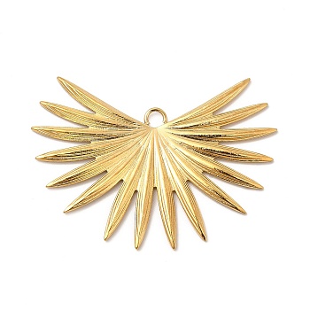Ion Plating(IP) 304 Stainless Steel Pendants, Sun Charm, Real 18K Gold Plated, 32x42x1.5mm, Hole: 2.5mm