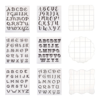 Silicone Stamps, for DIY Scrapbooking, Photo Album Decorative, Cards Making, with Acrylic Stamping Blocks Tools, Letter Pattern, 180x140x3mm, 1pc/style, 6styles, 6pcs/set