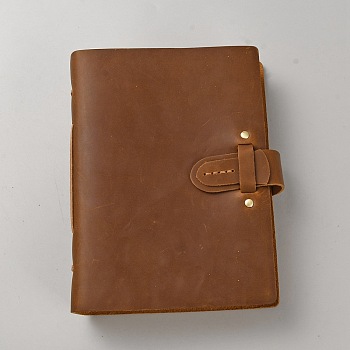 Leather Notebook, Travel Journal, with Kraft Paper, Rectangle, Saddle Brown, 195x140x45mm