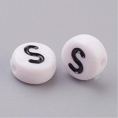 Flat Round with Letter S Acrylic Beads(X-PL37C9070-S)-2