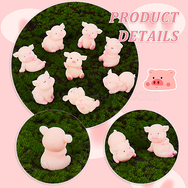 AHADERMAKER 24Pcs 8 Styles Resin Pig Figurines Ornaments(DJEW-GA0001-55)-3