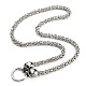 304 Stainless Steel Byzantine Chain Necklace with 316L Surgical Stainless Steel  Skull Clasps(NJEW-D046-03AS)-1
