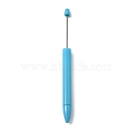 Plastic Ball-Point Pen, Stainless Steel Beadable Pen, for DIY Personalized Pen, Deep Sky Blue, 165x11.5mm(AJEW-C040-04J)