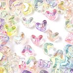 UV Plating Transparent Acrylic Beads, Iridescent, Heart, Mixed Color, 9x11.5x7mm, Hole: 1.4mm(MACR-F083-11)