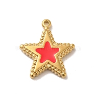 304 Stainless Steel Pendants, with Enamel, Star Charm, Real 14K Gold Plated, 22x20x3mm, Hole: 1.6mm(STAS-L022-173G-01)