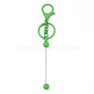 Spray Painted Alloy Bar Beadable Keychain for Jewelry Making DIY Crafts, with Alloy Lobster Clasps and Iron Ring, Lime Green, 15.5~15.8cm(KEYC-A011-02D)