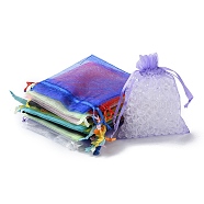 20Pcs 10 Colors Rectangle Organza Drawstring Bags, Mixed Color, 10x8cm, 2pcs/color(CON-YW0001-31B)