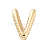 Rack Plating Brass Beads, for Personalized Name Necklace Making, Cadmium Free & Lead Free, Long-Lasting Plated, Real 18K Gold Plated, Letter V, 14.5x11.5x4.5mm, Hole: 1.5x10.5mm(KK-A208-10V)