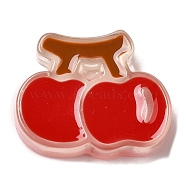 Translucent Resin Cabochons, with Enamel, Cherry, 20x24.5x6.5mm(RESI-H147-01G)