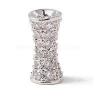 Eco-Friendly Rack Plating Brass Micro Pave Cubic Zirconia Beads, Long-Lasting Plated, Lead Free & Cadmium Free, Column, Real Platinum Plated, 8.5x4.5mm, Hole: 1mm(KK-F835-26A-P)