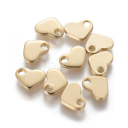 201 Stainless Steel Charms, Stamping Blank Tag, Heart, Golden, 9.5x8x1.5mm, Hole: 1.8mm(STAS-L233-050G)