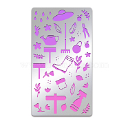 Custom Garden Theme Stainless Steel Cutting Dies Stencils, for DIY Scrapbooking/Photo Album, Decorative Embossing, Matte Stainless Steel Color, Watering Can & Hat & Rain Boot & Plants, Mixed Patterns, 177x101mm(DIY-WH0289-019)