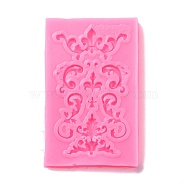Retro Embossed Corner Fondant Molds, Cake Border Decoration Food Grade Silicone Molds, for Chocolate, Candy, UV Resin & Epoxy Resin Craft Making, Hot Pink, 93x58x7.5mm, Inner Diameter: 11.5~27x12.5~45mm(DIY-E054-03)