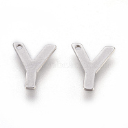 304 Stainless Steel Charms, Letter, Letter.Y, 11x9x0.6mm, Hole: 1mm(STAS-F175-02P-Y)