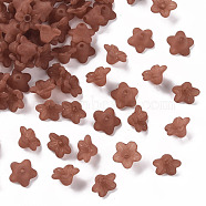 Transparent Acrylic Beads, Flower, Frosted, Saddle Brown, 10x5mm, Hole: 1mm, about 4600pcs/500g(PL554-15)