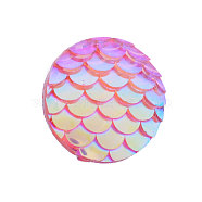 Resin Cabochons, Flat Round with Mermaid Fish Scale, Plum, 12x3mm(X-CRES-Q191-HA023-7)