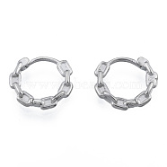 316 Surgical Stainless Steel Chain Shape Hoop Earrings for Men Women, Stainless Steel Color, 14x16x3mm, Pin: 1mm(EJEW-N052-07)
