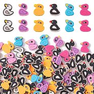 Handmade Polymer Clay Beads, Duck, Mixed Color, 9.5~10.5x11~11.5x3.5~4mm, Hole: 1.6~1.8mm, 100pcs/set(CLAY-CJ0001-76)