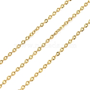 304 Stainless Steel Cable Chains, Soldered, with Spool, Real 18K Gold Plated, 2x1.5x0.3mm, 10m/roll(CHS-C009-19B-G)