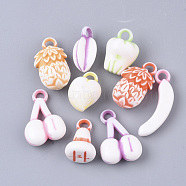Craft Style Acrylic Pendants, Fruit, Mixed Color, 18~29x10~16x5~11mm, Hole: 3mm(MACR-S299-050)