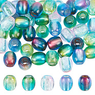 50Pcs 5 Colors Painted Acrylic Beads, with Glitter Powder, Oval, Mixed Color, 11x11.5mm, Hole: 5mm, 10pcs/color(OACR-NB0001-47)