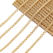 Polyester Ribbons, for Costume Accessories, Gold, 1/4 inch(6mm), about 21.87 Yards(20m)/Card(AJEW-WH0277-86A)