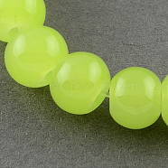 Imitation Jade Glass Beads Strands, Spray Painted, Round, Light Green, 4mm, Hole: 1.1~1.3mm, about 200pcs/strand, 31.4 inch(DGLA-S076-4mm-03)