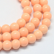 Baking Painted Glass Round Bead Strands, PeachPuff, 8.5~9mm, Hole: 1.5mm, about 105pcs/strand, 31.8 inch(X-DGLA-Q020-8mm-06)