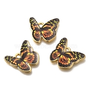 Alloy Enamel Pendants, Golden, Butterfly Charm, Dark Goldenrod, 17.5x18.5x1mm, Hole: 1.6mm(FIND-G078-35G-10)