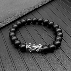 High Beauty Pure Black Bracelet Beaded Lucky Transfer Pixiu Bracelet Simple Style Couple Gift to the Small Market(YP1688-7)