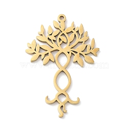 304 Stainless Steel Pendants, Laser Cut, Golden, Tree of Life, 36.5x25x1mm, Hole: 1.5mm(STAS-G319-01A)