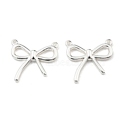 304 Stainless Steel Pendants, Bowknot Charms, 925 Sterling Silver Plated, 16x17x2mm, Hole: 1mm(X-STAS-E185-06S)
