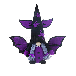 Gnome with Bat Wing Cloth Display Decorations, for Halloween Ornaments, Spider Pattern, Dark Orchid, 80x320x300mm(HAWE-PW0001-128A)