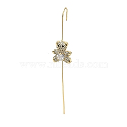 Brass Crystal Rhinestone Ear Wrap Crawler Hook Earrings for Women, Real 18K Gold Plated, Bear, 73.5x12.5mm, Pin: 1mm(EJEW-C097-02G-02)