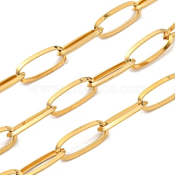 10M Ion Plating(IP) 304 Stainless Steel Cable Chains, Unwelded, with Spool, Real 18K Gold Plated, 16.5x7x1.5mm, about 32.81 Feet(10m)/Roll(CHS-G034-06G)