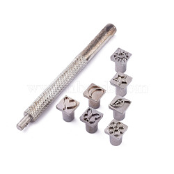 (Defective Closeout Sale), Including Yellowing Iron Hand Shank, Mixed Patterns Alloy Stamps, for Imprinting Metal, Plastic, Wood, Leather, Platinum, 95x8mm, 7stamps/set(AJEW-XCP0001-22P)