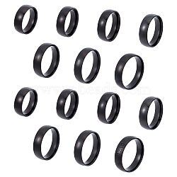 Unicraftale 21Pcs 7 Size 304 Stainless Steel Plain Band Rings Set, Electrophoresis Black, Inner Diameter: 16.3~21.3mm, 3Pcs/size(RJEW-UN0002-86B)