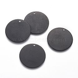 304 Stainless Steel Pendants, Blank Stamping Tag, Flat Round, Electrophoresis Black, 25x1mm, Hole: 1.4mm(X-EJEW-L238-01B-B)