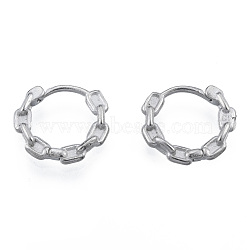 Non-Tarnish 316 Surgical Stainless Steel Chain Shape Hoop Earrings for Men Women, Stainless Steel Color, 14x16x3mm, Pin: 1mm(EJEW-N052-07)