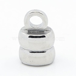 304 Stainless Steel Cord Ends, Rectangle, Stainless Steel Color, 13x9x6mm, Hole: 3mm(STAS-I020-01)