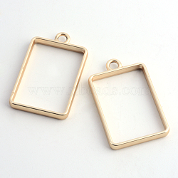 Matte Style Rack Plating Alloy Rectangle Open Back Bezel Pendants, For DIY UV Resin, Epoxy Resin, Pressed Flower Jewelry, Cadmium Free & Nickel Free & Lead Free, Matte Gold Color, 33.5x21x3.5mm, Hole: 3mm(PALLOY-S047-28C-FF)